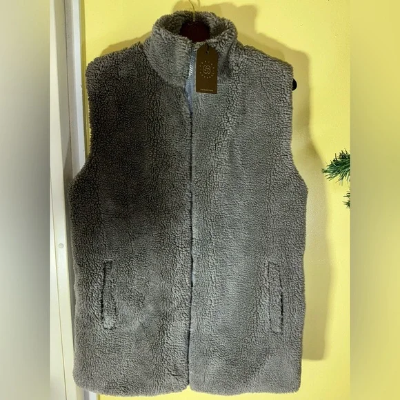 Janice Apparel NWT Ladies Sherpa Vest Grey One Size Fits Most - Picture 1 of 9